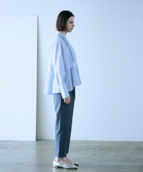 tuck frill flare shirt